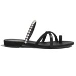 Chanel Damslippers Barnmocka Pärlor & Strass Svart 1,5 cm Klack