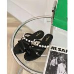 Chanel Women Mules Kid Suede Pearls & Strass Black 1.5 cm Heel - Bild 6