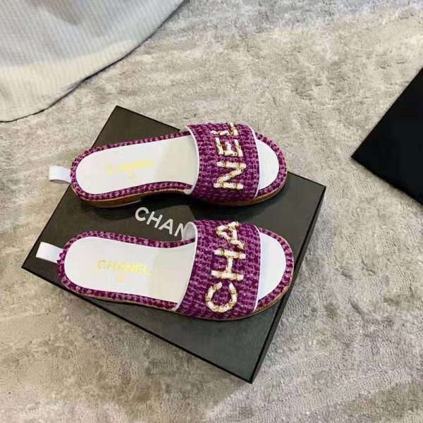 Chanel Women Mules Kid Suede & Pearls Beige 1.5 cm Heel (4)