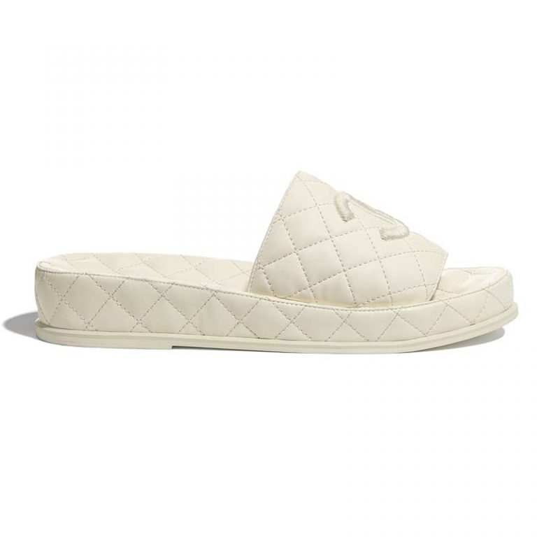 Chanel Women Mules Mules Lambskin Ecru 0.5 cm Heel - LULUX