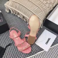 Chanel Women Sandals Cotton Tweed & Jewelry Coral & Pink 2.5 cm Heel