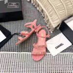Chanel Women Sandals Cotton Tweed & Jewelry Coral & Pink 2.5 cm Heel – Bild 5