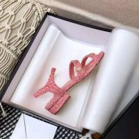 Chanel Women Sandals Cotton Tweed & Jewelry Coral & Pink 2.5 cm Heel