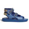 Chanel Women Sandals Goatskin Fabric & TPU White Light Grey & Navy Blue