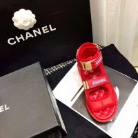 Chanel Women Sandals Goatskin Goatskin Fabric & TPU Red Dark Red & Light Pink