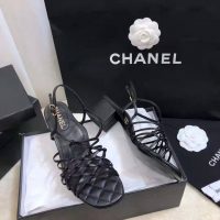 Chanel Women Sandals Iridescent Calfskin Black 5 cm Heel