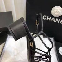 Chanel Women Sandals Iridescent Calfskin Black 5 cm Heel