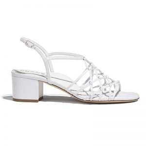 Chanel Women Sandals Lambskin White 5 cm Heel