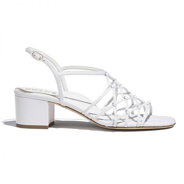 Chanel Women Sandals Lambskin White 5 cm Heel