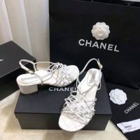 Chanel Women Sandals Lambskin White 5 cm Heel