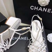 Chanel Women Sandals Lambskin White 5 cm Heel