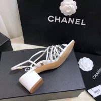 Chanel Women Sandals Lambskin White 5 cm Heel