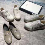 Gucci GG Men's Rhyton Print Leather Sneaker Ivory Leather Red Disk Print - Image 6