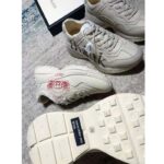 Gucci GG Men's Rhyton Print Leather Sneaker Ivory Leather Red Disk Print - Image 4