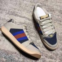 Gucci GG Men’s Screener GG Sneaker White Leather Blue Mini GG Fabric