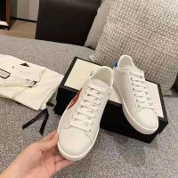 Gucci GG Unisex Ace Sneaker with Interlocking G White Leather 1.5 cm Heel