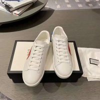 Gucci GG Unisex Ace Sneaker with Interlocking G White Leather 1.5 cm Heel