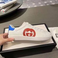 Gucci GG Unisex Ace Sneaker with Interlocking G White Leather 1.5 cm Heel