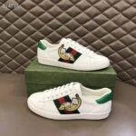 Gucci GG Unisex Bananya Ace Sneaker White Leather with Green and Red Web - Image 2