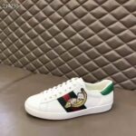 Gucci GG Unisex Bananya Ace Sneaker White Leather with Green and Red Web - Image 3