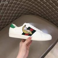 Gucci GG Unisex Bananya Ace Sneaker White Leather with Green and Red Web