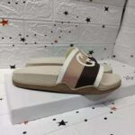 Gucci GG Unisex Interlocking G Slide Sandal Beige Ebony Interlocking G Striped Rubber - Image 2