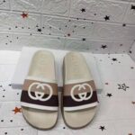 Gucci GG Unisex Interlocking G Slide Sandal Beige Ebony Interlocking G Striped Rubber - Image 5