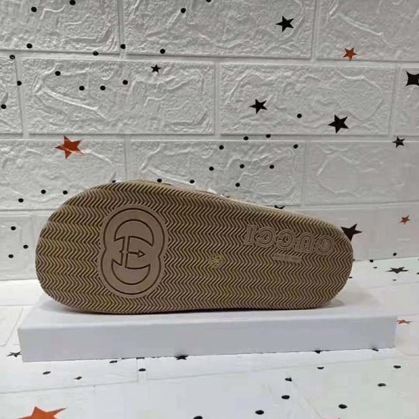 Gucci GG Unisex Interlocking G Slide Sandal Beige Ebony Interlocking G Striped Rubber (5)