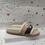 Gucci GG Unisex Interlocking G Slide Sandal Beige Ebony Interlocking G Striped Rubber - Image 3