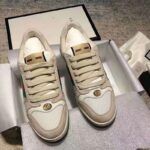 Gucci GG Unisex Screener Leather Sneaker Off-White Leather White Nylon - Image 3
