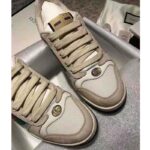 Gucci GG Unisex Screener Leather Sneaker Off-White Leather White Nylon - Image 7