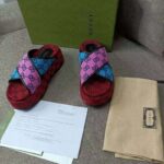 Gucci GG Women GG Multicolor Platform Sandal Light Blue and Blue GG Canvas - Image 6