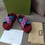 Gucci GG Women GG Multicolor Platform Sandal Light Blue and Blue GG Canvas - Image 5