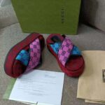 Gucci GG Women GG Multicolor Platform Sandal Light Blue and Blue GG Canvas - Image 3