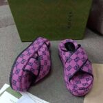 Gucci GG Women GG Multicolor Platform Sandal Pink and Blue GG Canvas - Image 4