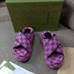 Gucci GG Women GG Multicolor Platform Sandal Pink and Blue GG Canvas - Image 7