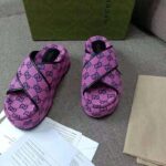 Gucci GG Women GG Multicolor Platform Sandal Pink and Blue GG Canvas - Image 5