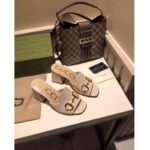 Gucci GG Women Slide Sandal with Horsebit White Leather 8 cm Heel – Image 3