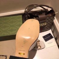 Gucci GG Women Slide Sandal with Horsebit White Leather 8 cm Heelorsebit White Leather 8 cm Heel (1)