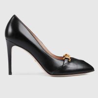 Gucci GG Women’s Leather Pump with Chain Black Leather 9 cm Heel