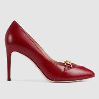 Gucci GG Women’s Leather Pump with Chain Red Leather 9 cm Heel