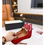 Gucci GG Women's Leather Pump with Chain Red Leather 9 cm Heel - Image 10