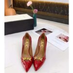 Gucci GG Women's Leather Pump with Chain Red Leather 9 cm Heel - Image 3