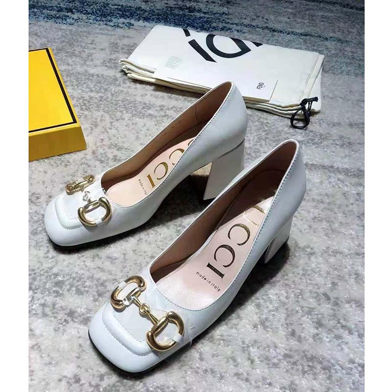 gucci mid heel pump with horsebit