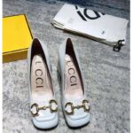 Gucci GG Women's Mid-Heel Pump with Horsebit White Leather 8 cm Heel – Image 4