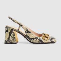 Gucci GG Women's Mid-Heel Slingback with Horsebit Python Print Leather 6 cm Heel