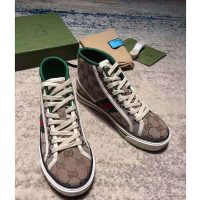 Gucci Men’s Gucci Tennis 1977 High Top Sneaker Beige Original GG Canvas