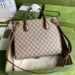 Gucci Unisex GG Small Tote Bag Beige/Ebony GG Supreme Canvas - Image 4