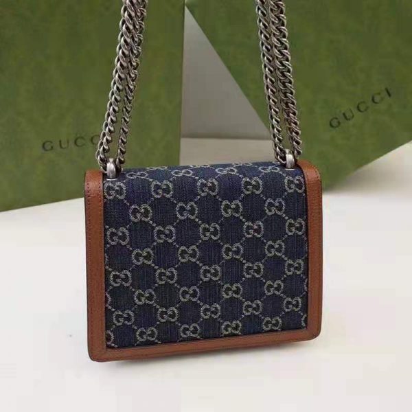Gucci Women Dionysus Mini Bag Dark Blue Organic GG Jacquard Denim (2)
