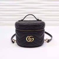 Gucci Women GG Marmont Cosmetic Case Black Matelassé Chevron Leather